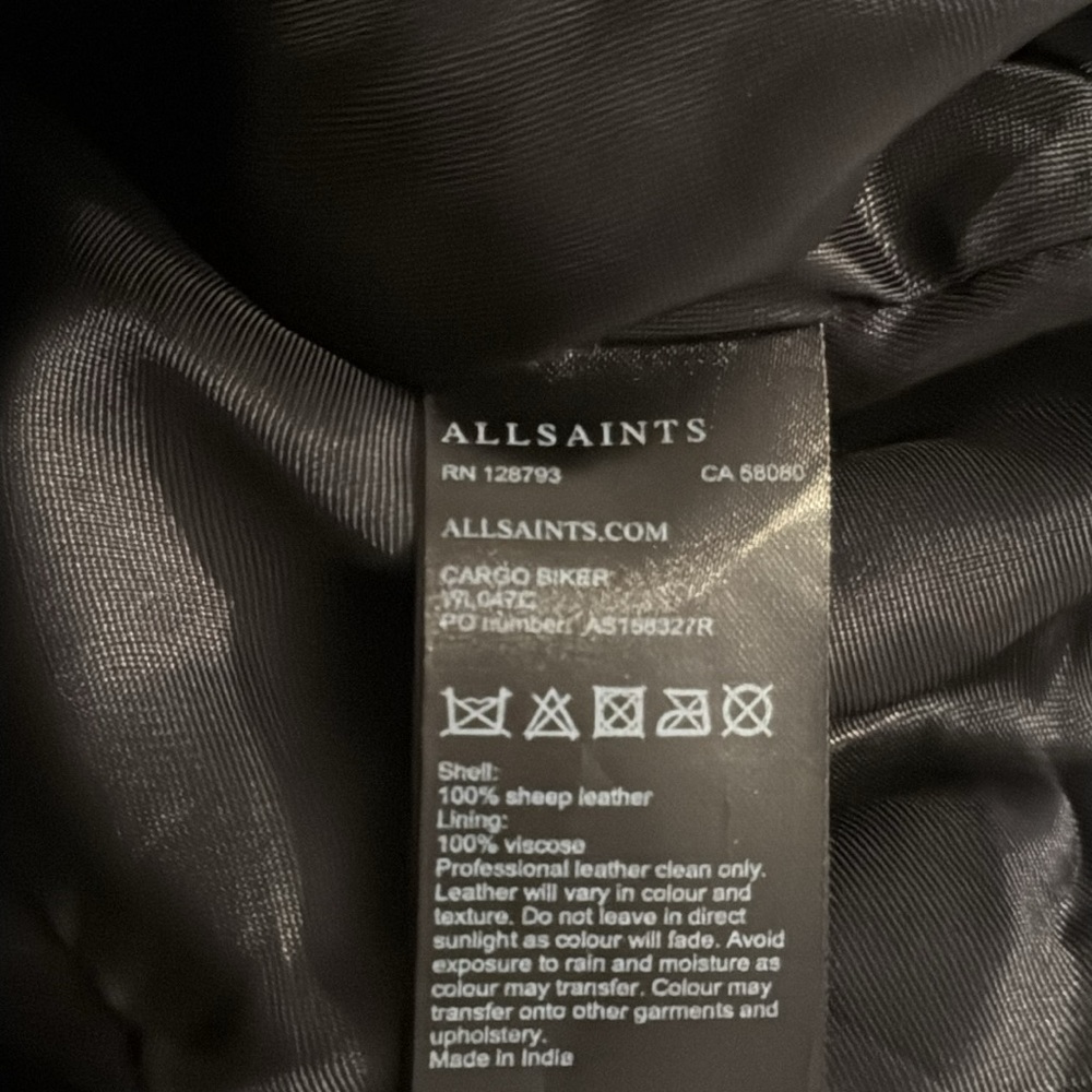 All Saints Charcoal Leather Biker Jacket - Picture 9 of 9